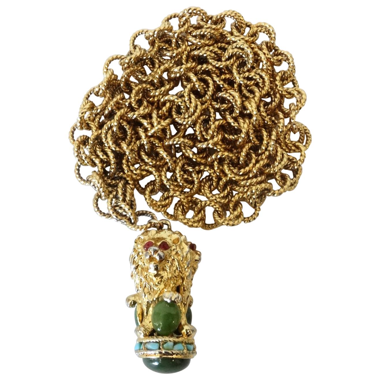 Gold Plated Lion Pendant Necklace  