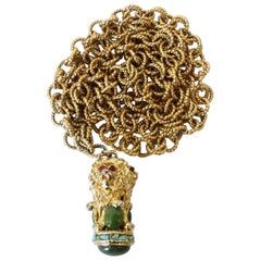 Gold Plated Lion Pendant Necklace  