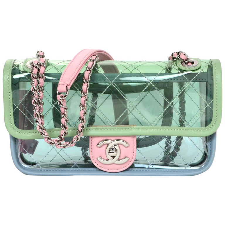 Chanel 2018 SOLD OUT Small PVC Quilted Flap Bag W/ Pastel Lambskin Leather  Trim