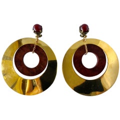 Vintage French Gold Hoop Statement Earrings 