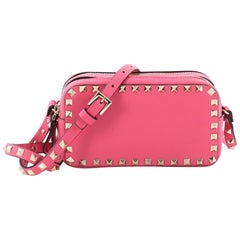 Valentino Rockstud Double Zip Compartment Crossbody Bag Leather Small