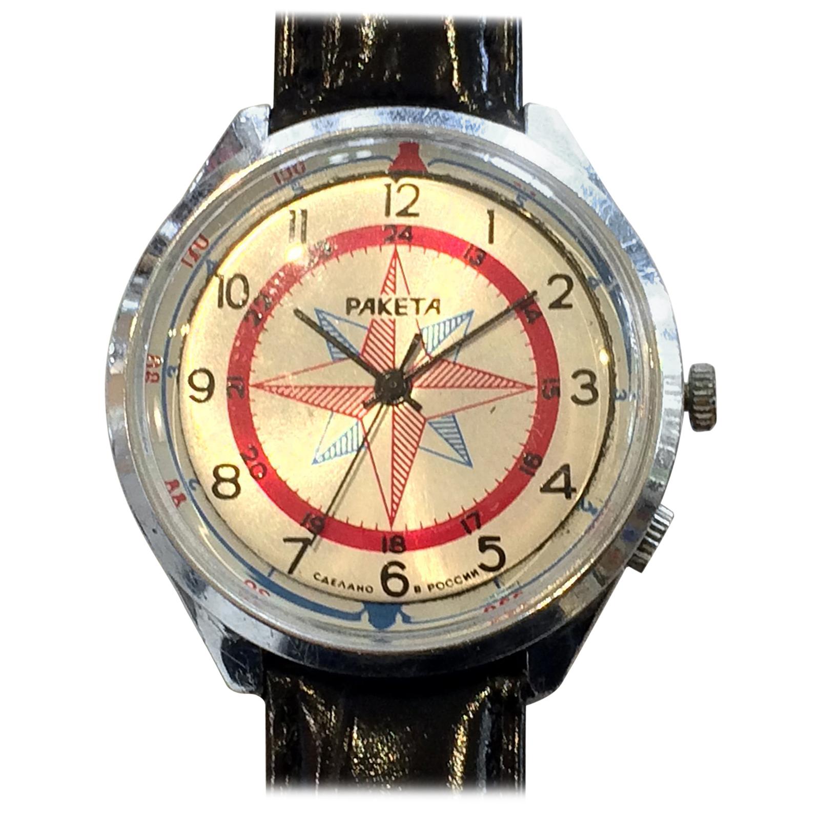 Paketa Mid Century Russian Compass Turn Automatic Wristwatch