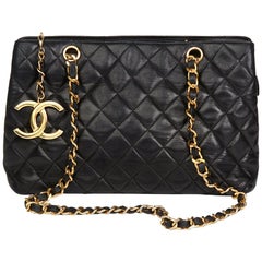 Vintage 1989 Chanel Black Quilted Lambskin XL Timeless Charm Shoulder Bag