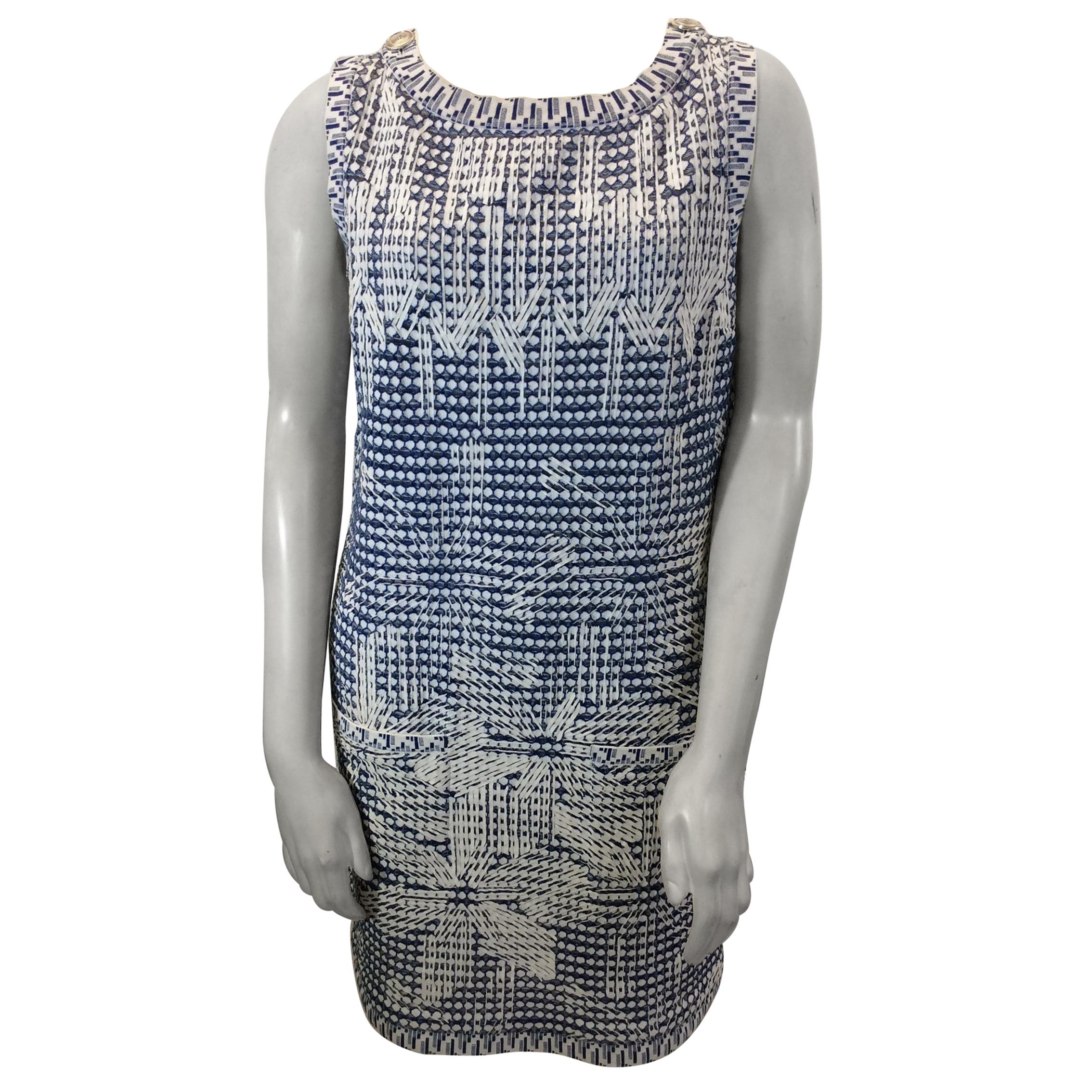 Chanel Blue and White Knit Dress For Sale