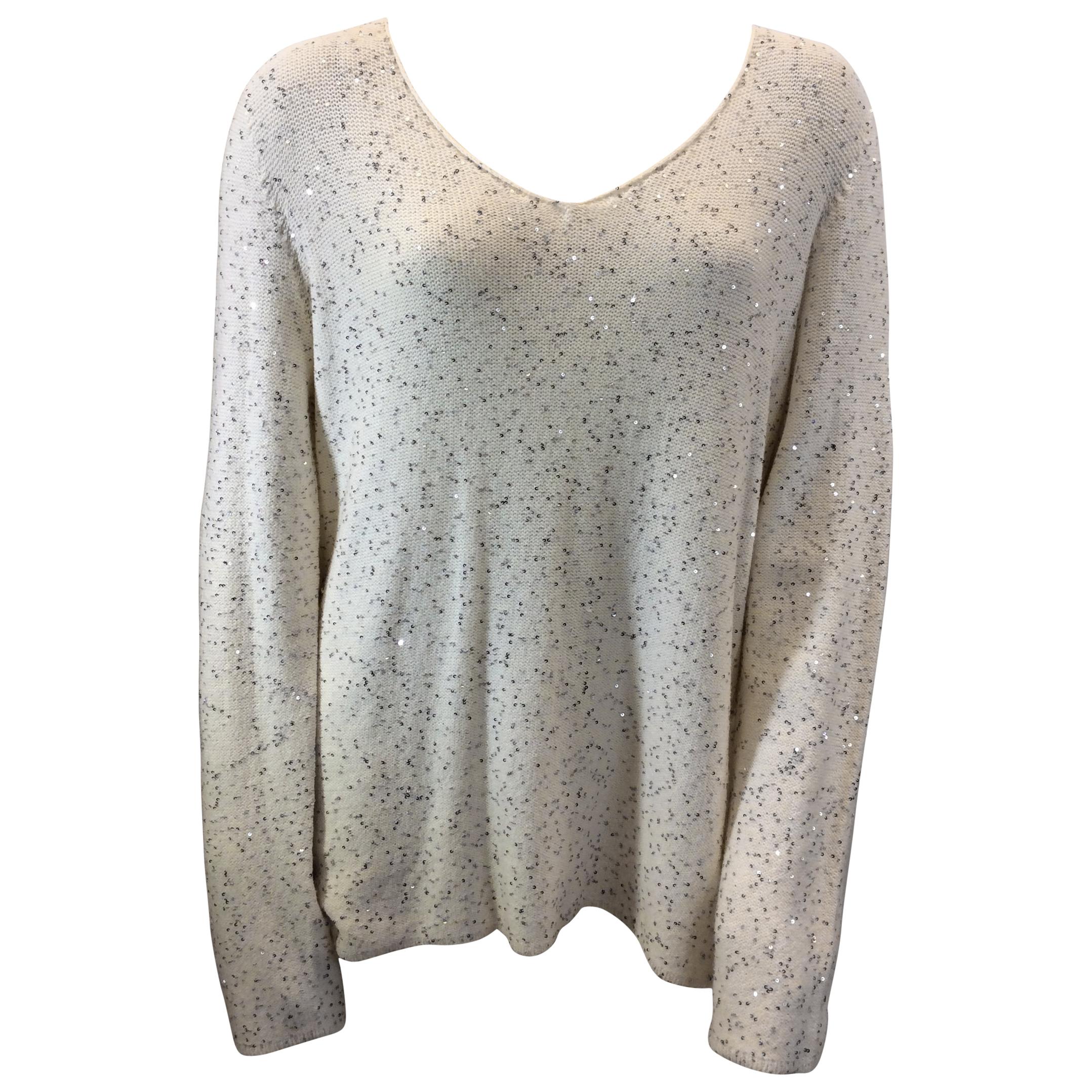 Armani White Sequin Sweater NWT For Sale
