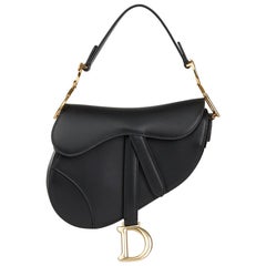 2018 Christian Dior Black Calfskin Leather Mini Saddle Bag