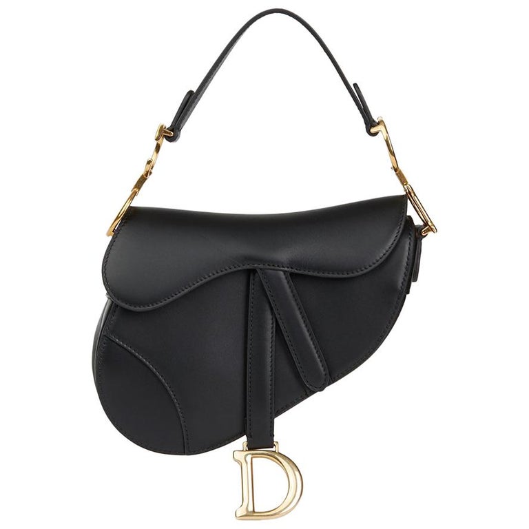 2018 Christian Dior Black Calfskin Leather Mini Saddle Bag at 1stDibs
