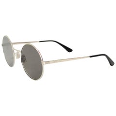 Saint Laurent YSL Silver SL 136 Zero Round Unisex Sunglasses w. Case rt. $405