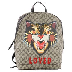 Gucci Angry Cat Zip Backpack Printed GG Coated Canvas Medium