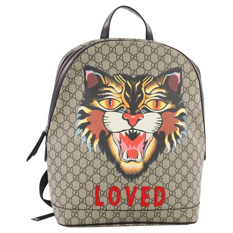Gucci Angry Cat Zip Backpack Printed GG Coated Canvas Medium at 1stDibs ...