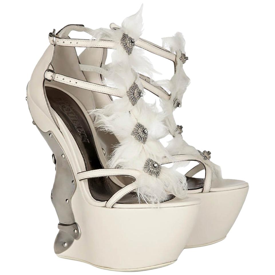 Alexander McQueen Metal-plated leather platform sandals