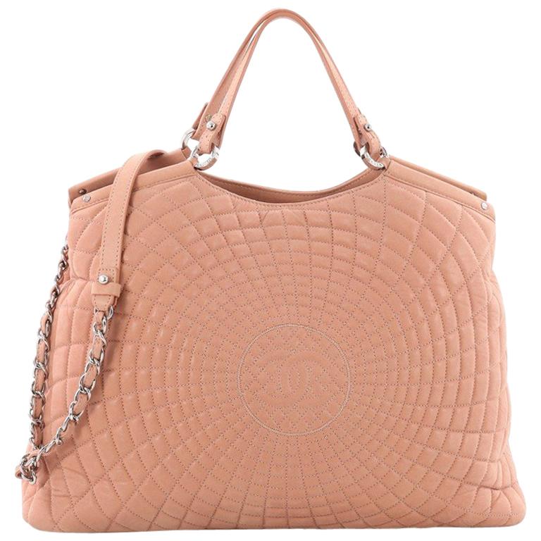 Chanel Light Pink Quilted Iridescent Leather Large Sea Hit Tote