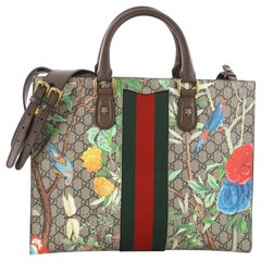 Gucci Animalier Web Top Handle Tote Tian Print GG Coated Canvas Large