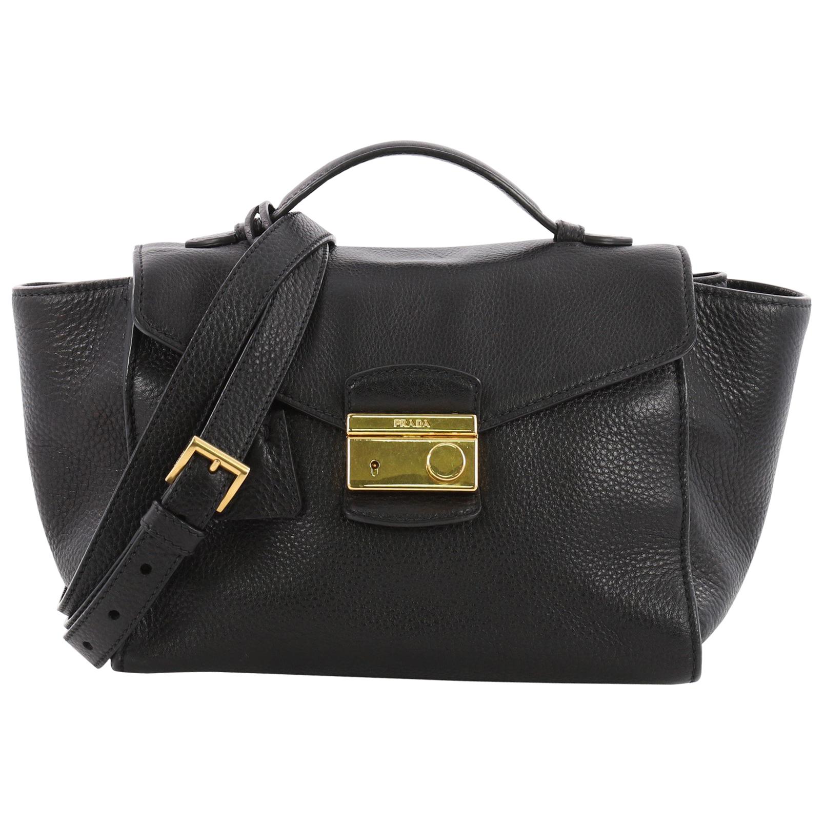 Prada Pattina Convertible Shoulder Bag Vitello Daino Medium