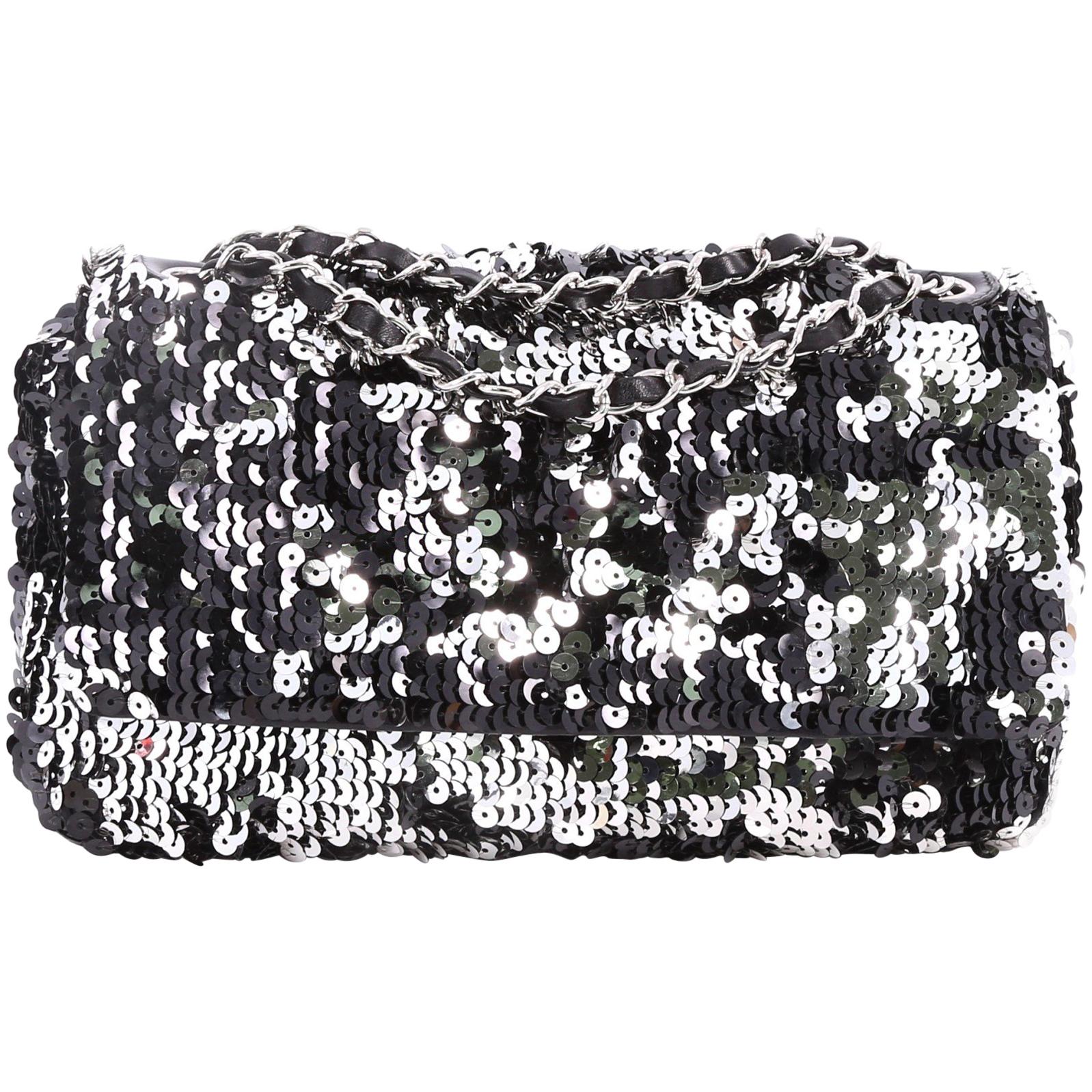 Chanel Summer Night Flap Bag Sequins with Leather Medium