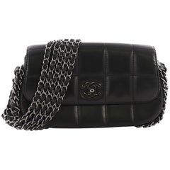 Chanel Multichain Chocolate Bar Flap Bag Quilted Leather Medium 