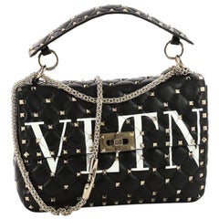 Valentino Rockstud Spike Flap Bag Quilted Leather Medium