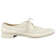 Men's DRIES VAN NOTEN Size US 10 / EU 43 - White Leather & Canvas Lace Up Shoes