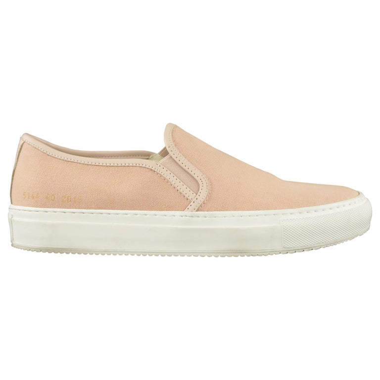 COMMON PROJECTS Size 7 Rose Pink Canvas and Leather Slip On Sneakers ...