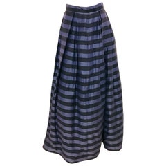 Ron Leal Navy Striped Maxi Petticoat Skirt