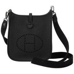 New Hermes Black Clemence Mini Evelyne Bag