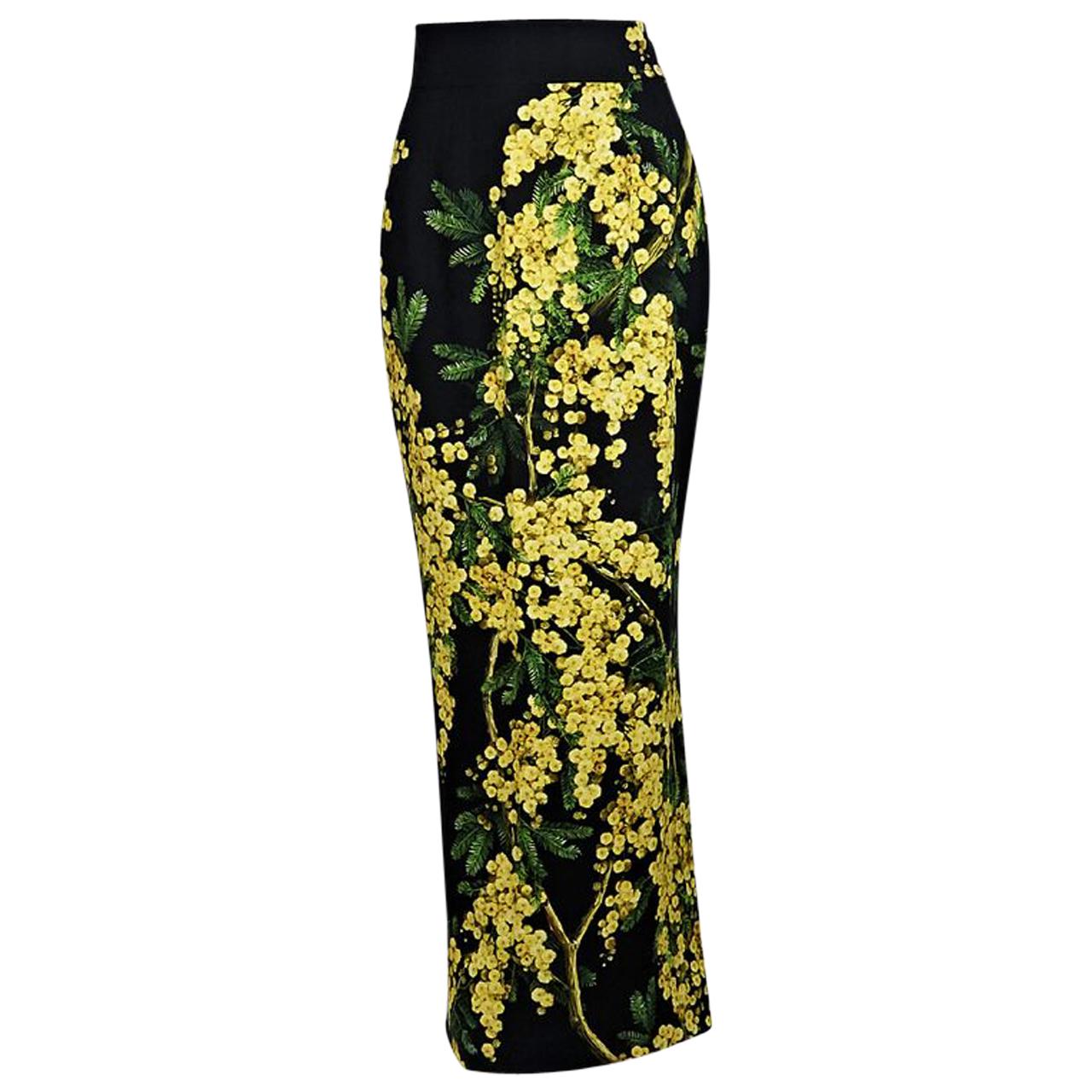 Black & Yellow Dolce & Gabbana Floral-Printed Skirt