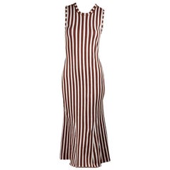 Rust & White Victoria Beckham Striped Midi Dress