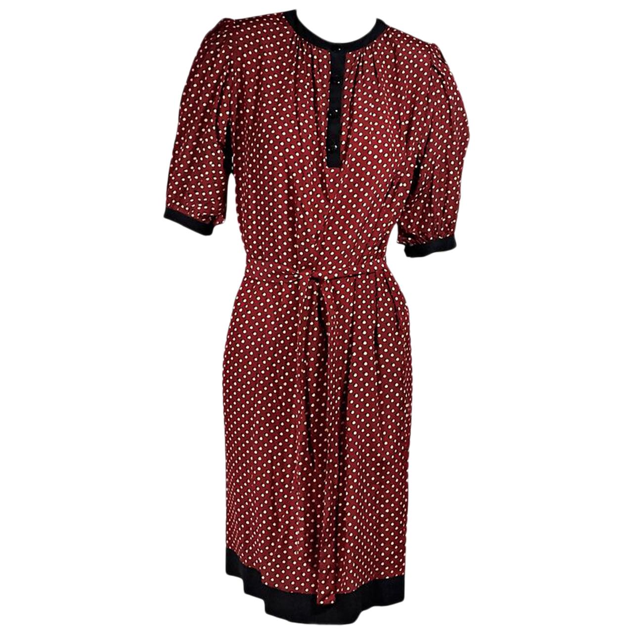 Red Vintage Emanuel Ungaro Polka-Dot Tea Dress