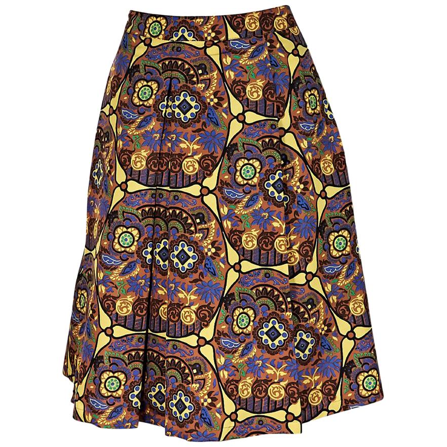 Multicolor Prada Printed Silk A-Line Skirt