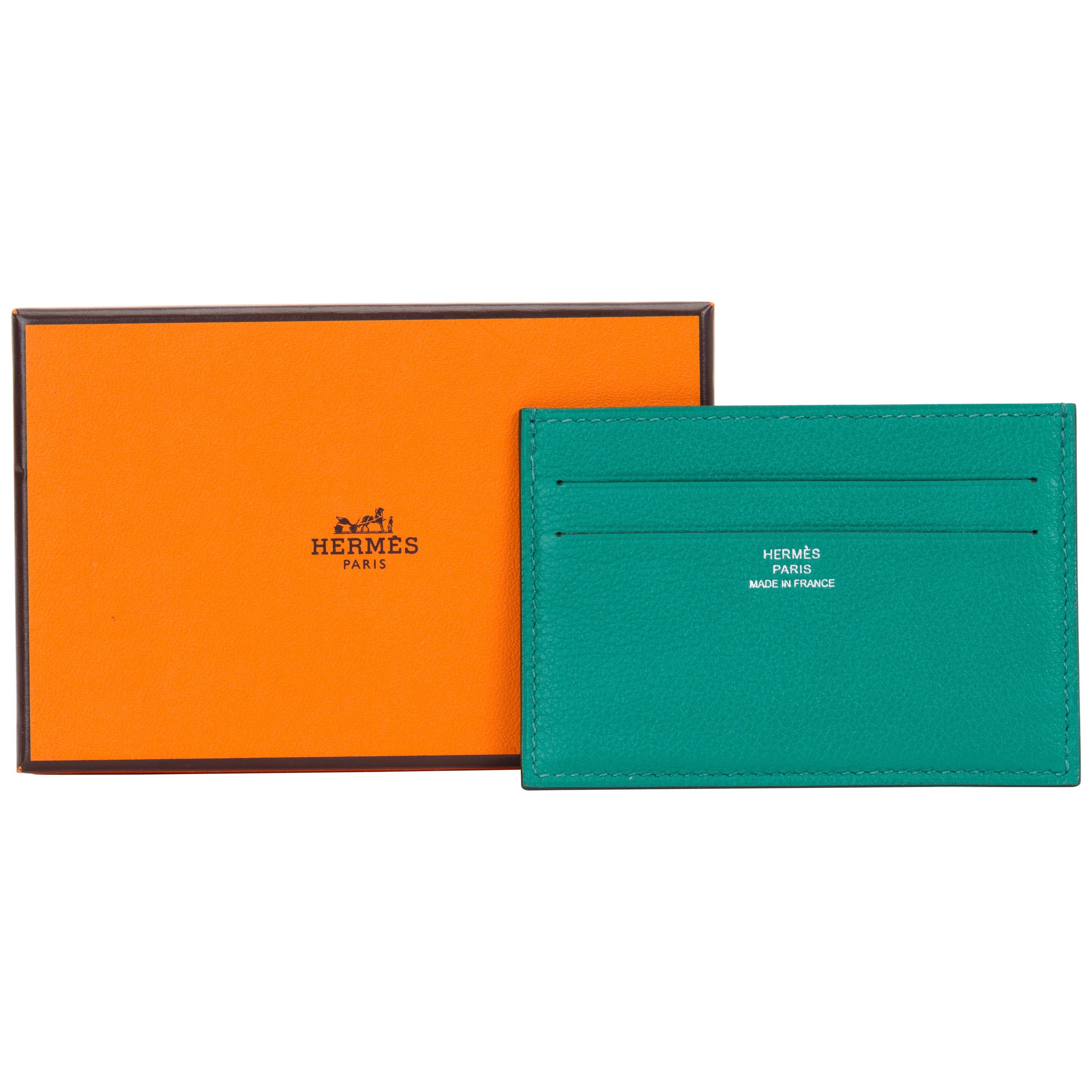 New Hermes Vert Vertigo CC Chevre Wallet