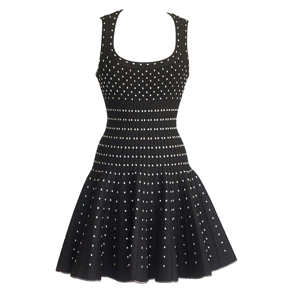Azzedine Alaia Dress Black Silver Detail Full Skirt 40 / 6  New For Sale