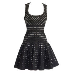 Azzedine Alaia Dress Black Silver Detail Full Skirt 40 / 6  New