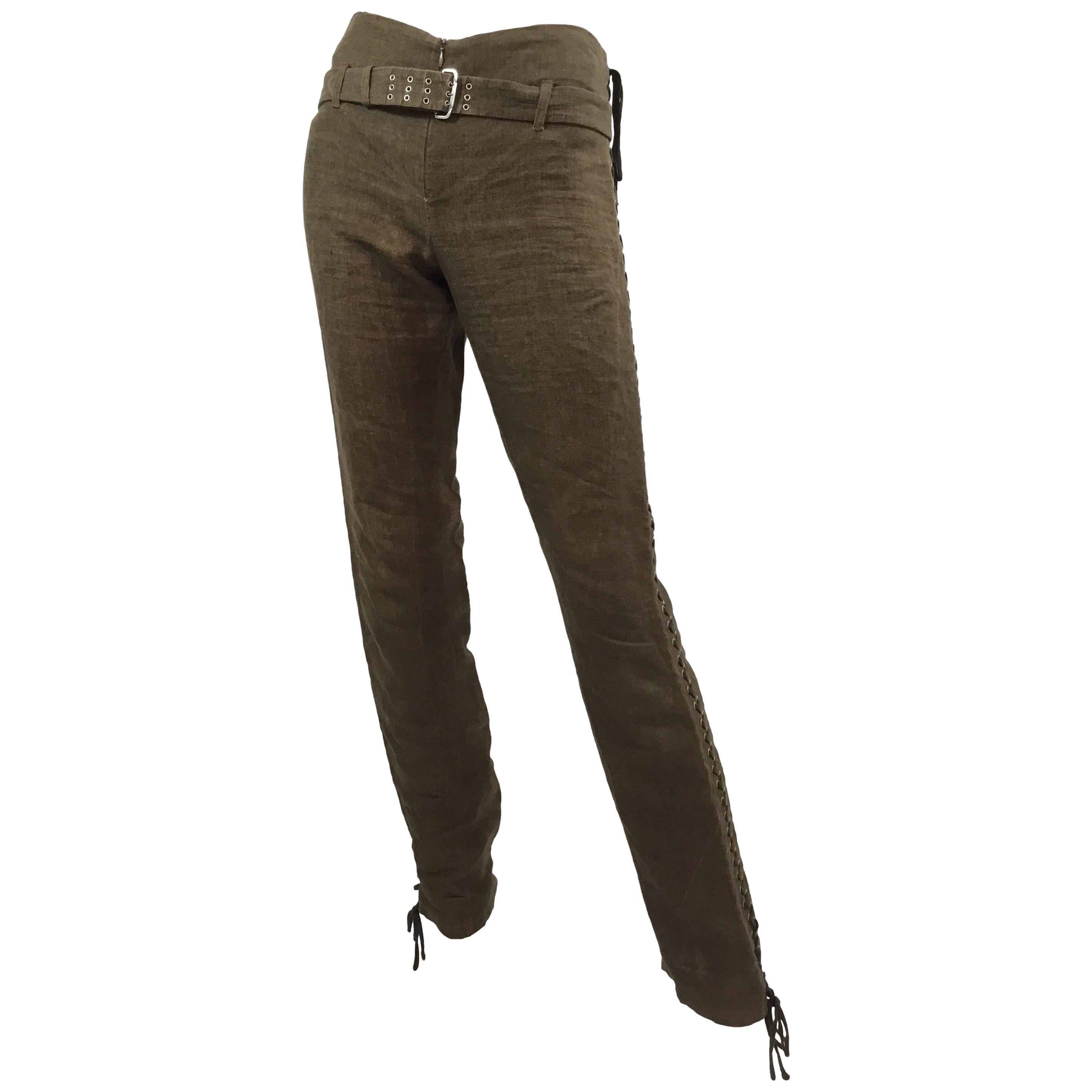 Jean Paul Gaultier Lace Up Linen Pants For Sale