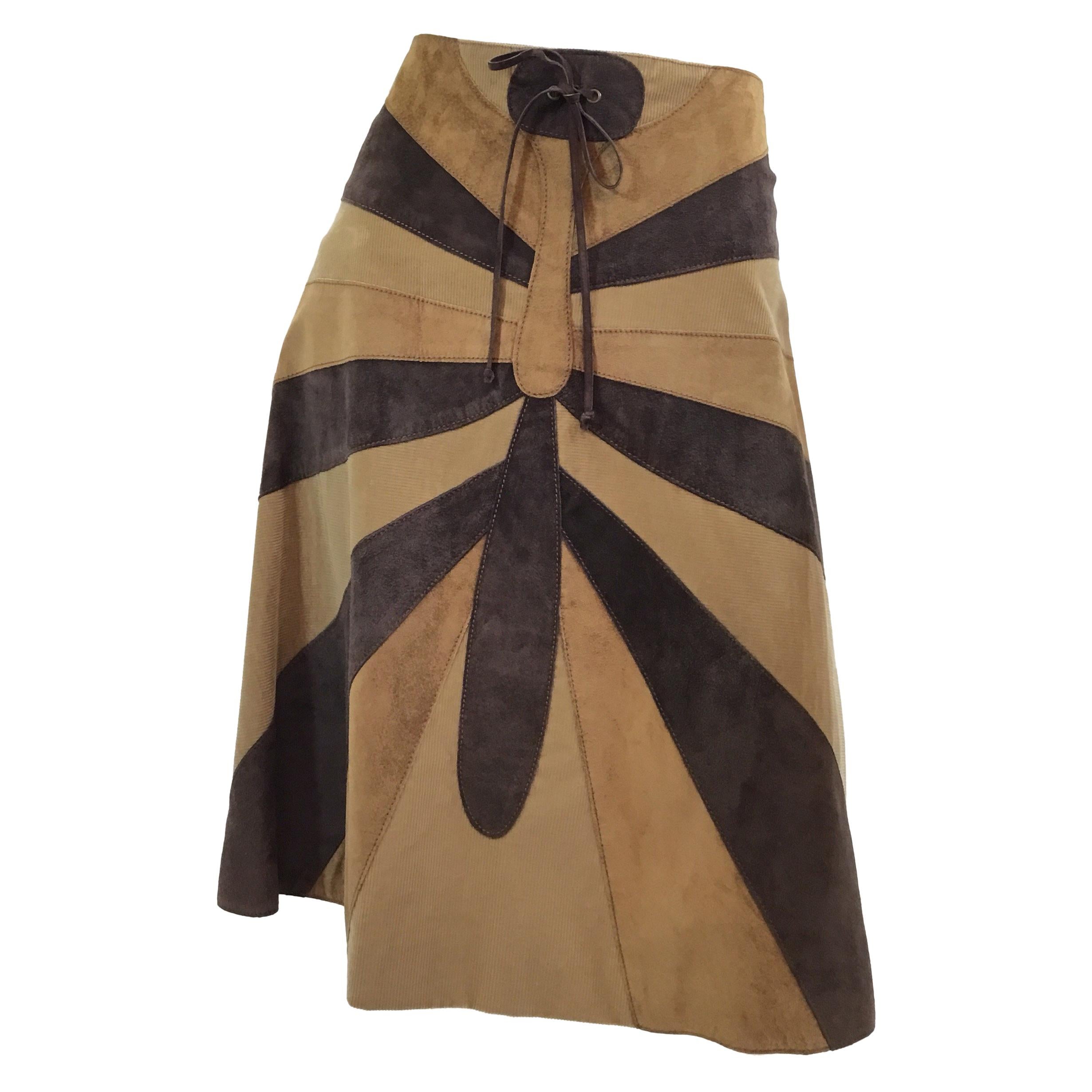 Dolce & Gabbana Suede and Corduroy Butterfly Skirt