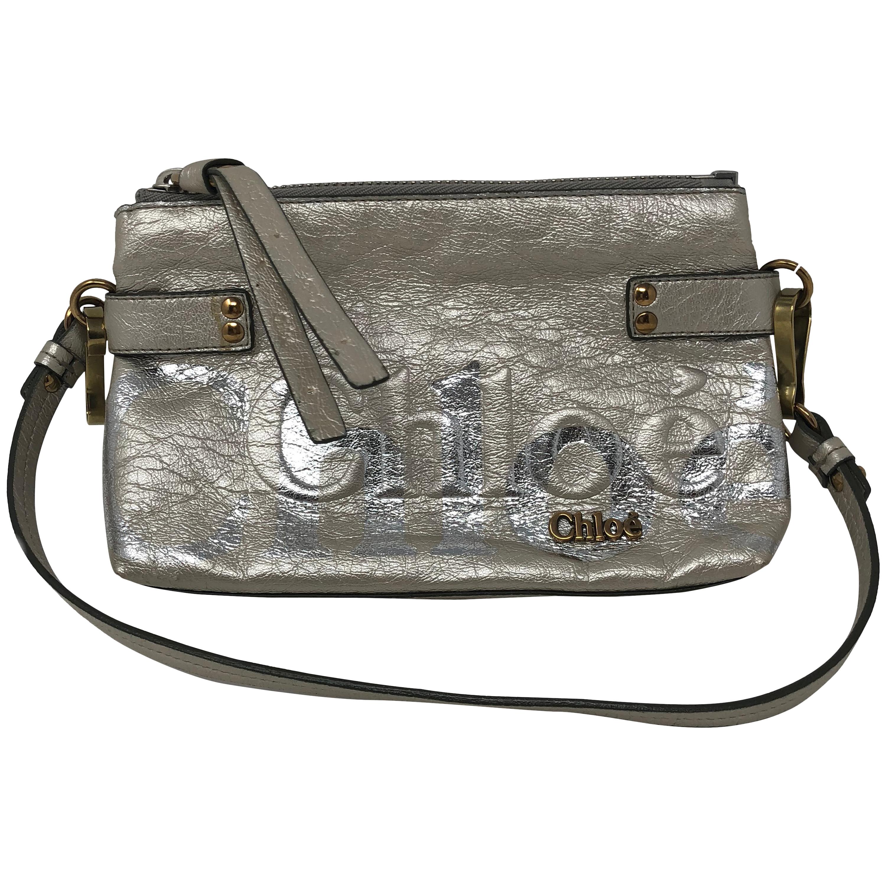 Chloe Crossbody Silver Leather Bag