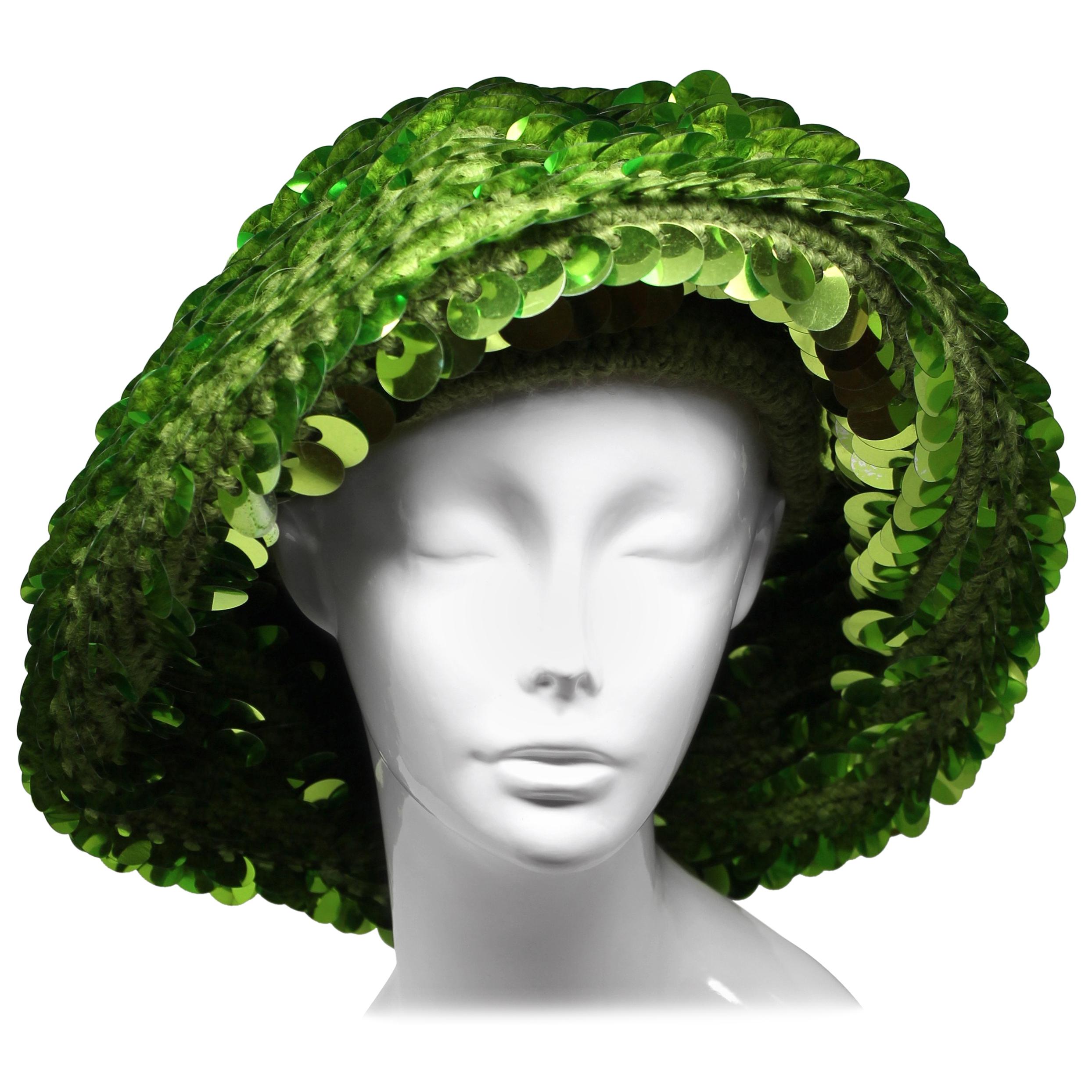 Marc Jacobs Lime Green Sequined Beanie, AW 2006, One Size For Sale