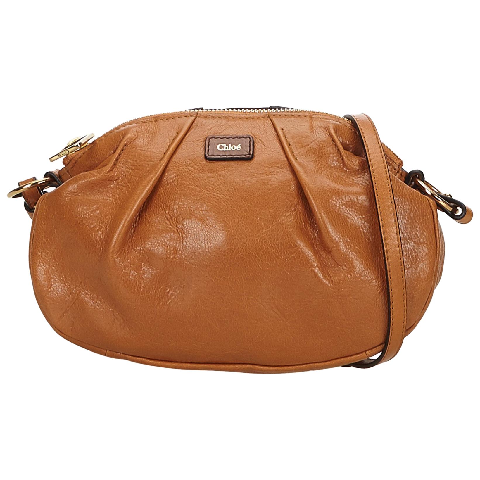 Chloe Brown Leather Crossbody Bag For Sale
