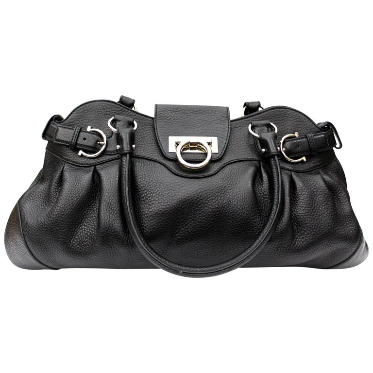 Salvatore Ferragamo Black Leather Top Handle Bag at 1stdibs