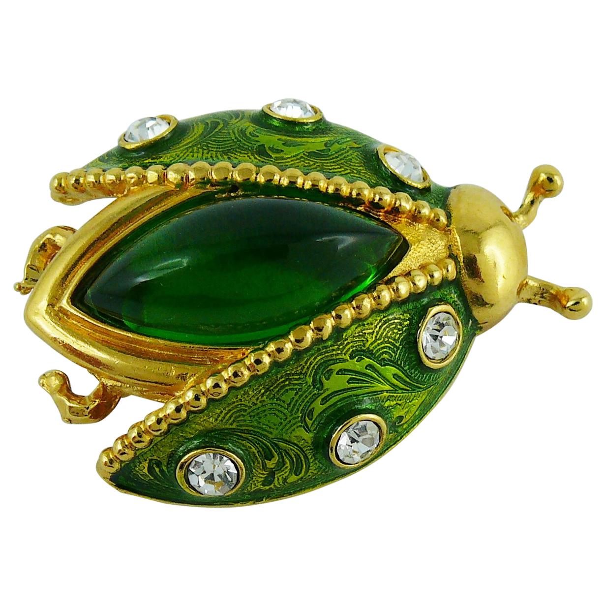 Christian Dior Vintage Rare Jeweled Ladybug Brooch