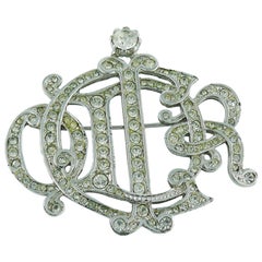 Christian Dior Silver Toned Insigna Diamante Brooch