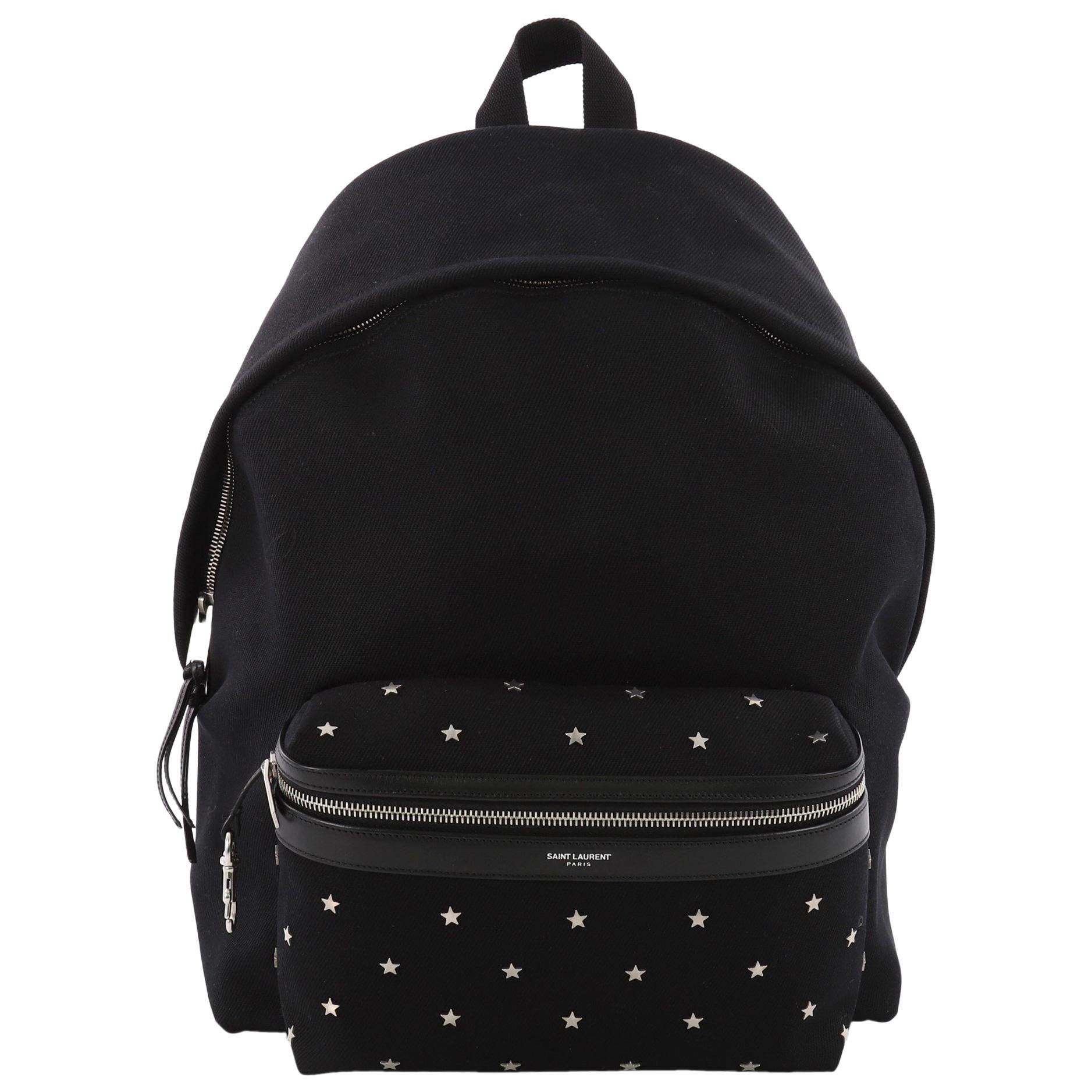 Saint Laurent City Backpack Canvas with Applique Medium 