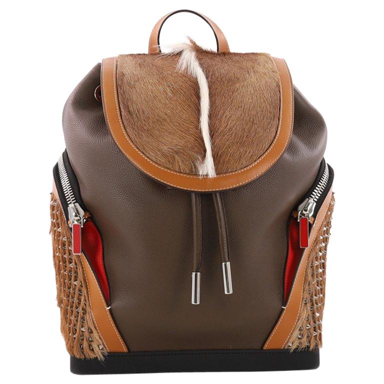 Christian Louboutin Explorafunk Backpack Spiked Leather and Fur 