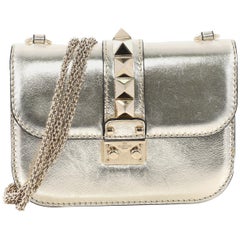 Valentino Glam Lock Shoulder Bag Leather Mini
