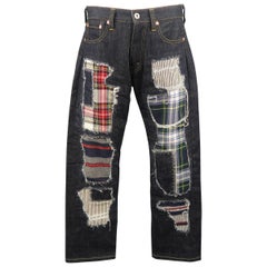 Men's JUNYA WATANABE Size S Indigo Distressed Patchwork Denim Jeans