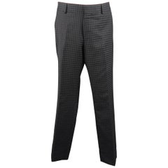 GUCCI Size 32 Black Gingham Plaid Textured Wool Dress Pants