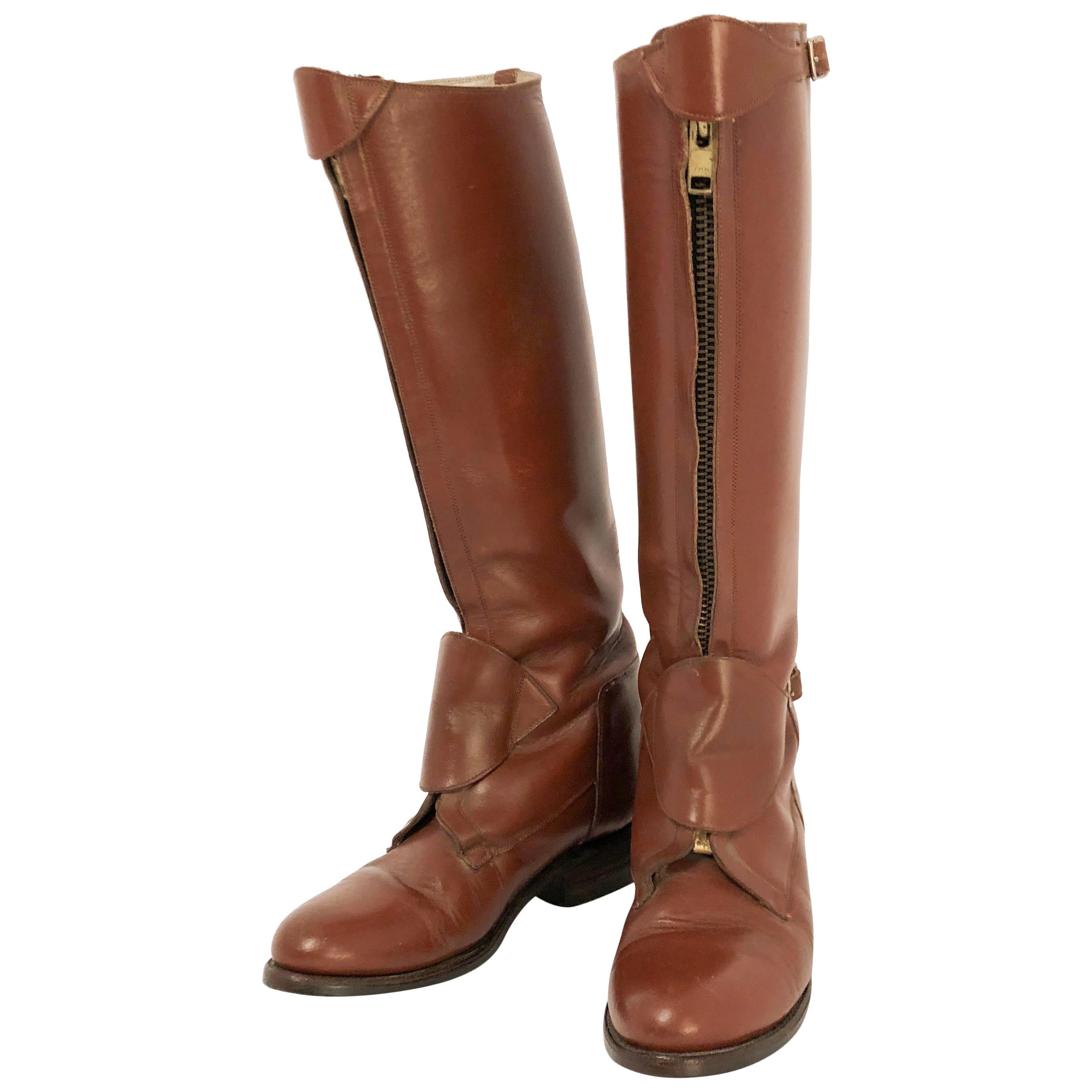 1940's Cordovan Colored Leather Riding Boots