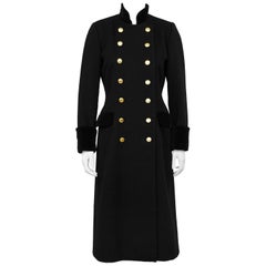 1980s Christian Dior Black Military Style Coat