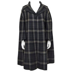 1950s Balmain Gray Plaid Swing Coat