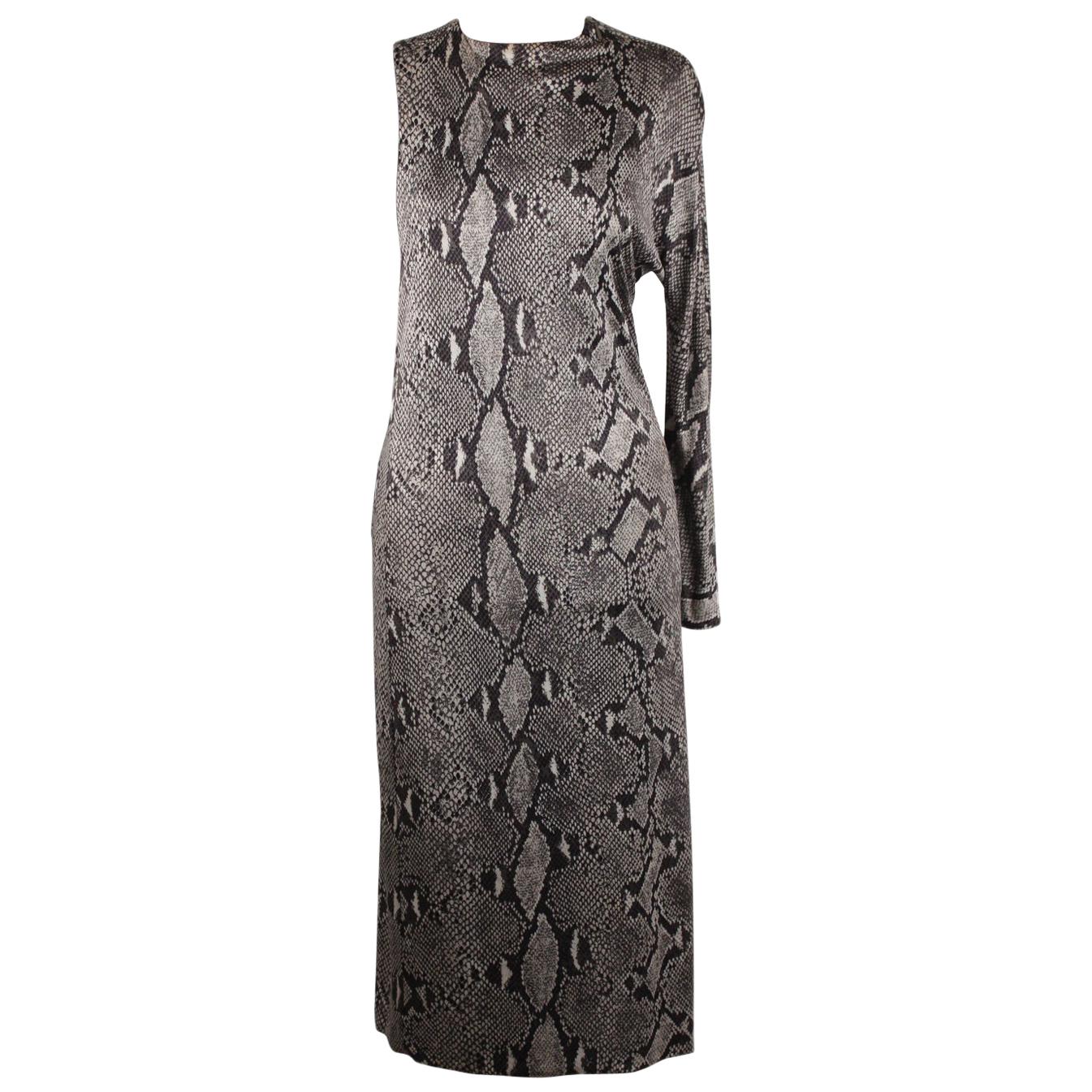 Gucci Python Print Asymmetric Dress Runway 2000 Tom Ford Era Size 42