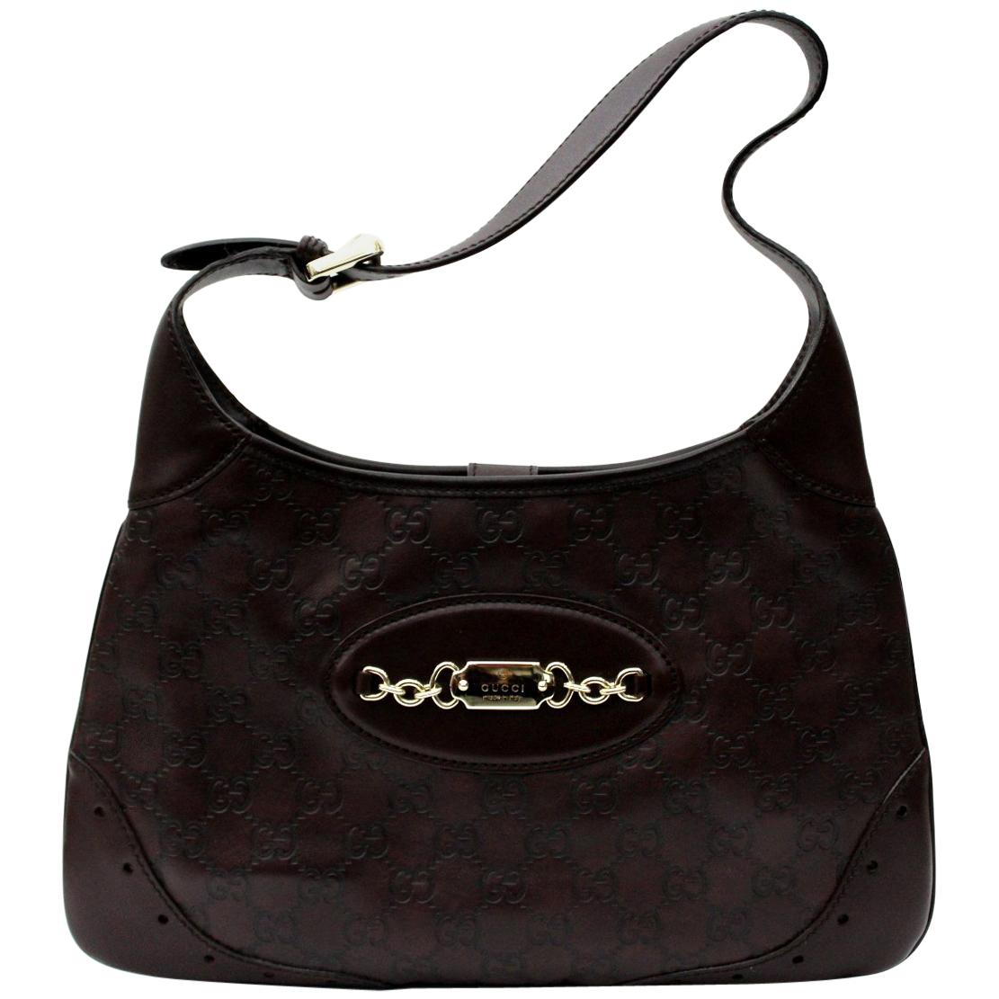 Gucci Mahogany Leather Shoulder Bag
